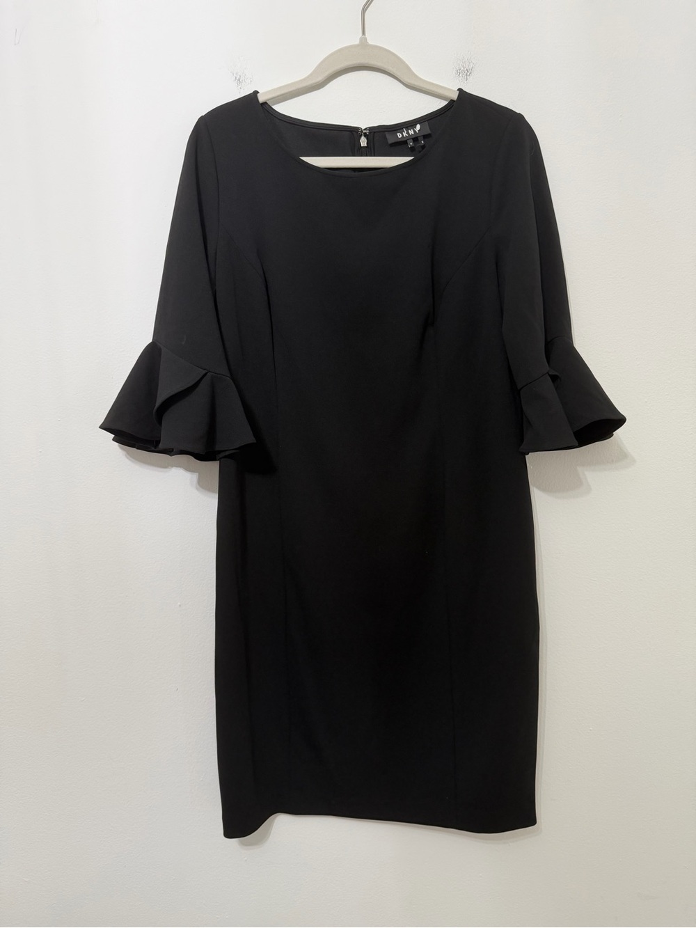 DKNY Black Flutter-Sleeve Sheath Dress